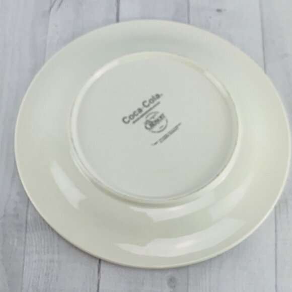 Gibson 1997 COCA COLA Traditions Red Stained Glass Stoneware Dinner Plates Set 3 - Picture 5 of 7